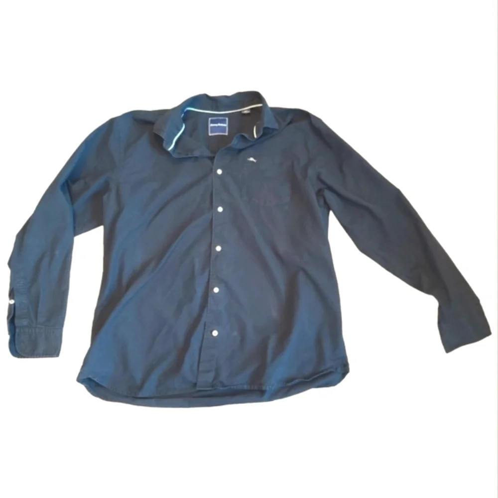 TOMMY BAHAMA Long sleeve Black cotton silk blend shirt size XLT - Picture 1 of 11